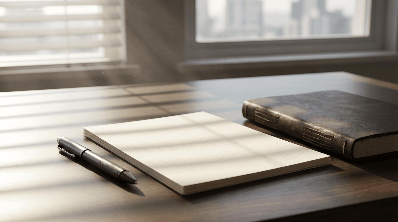 Hands holding a pen, examining a framework on paper