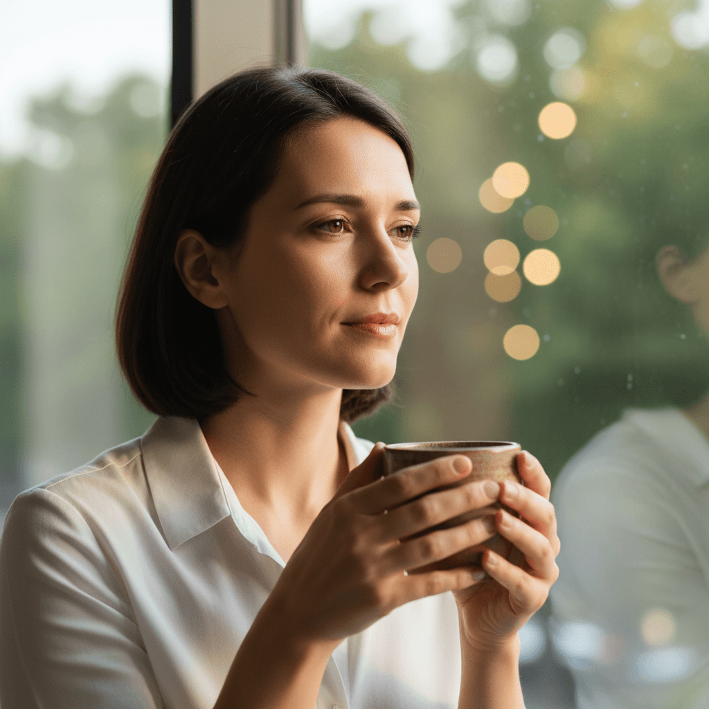 Professional showing calm confidence after clarity breakthrough