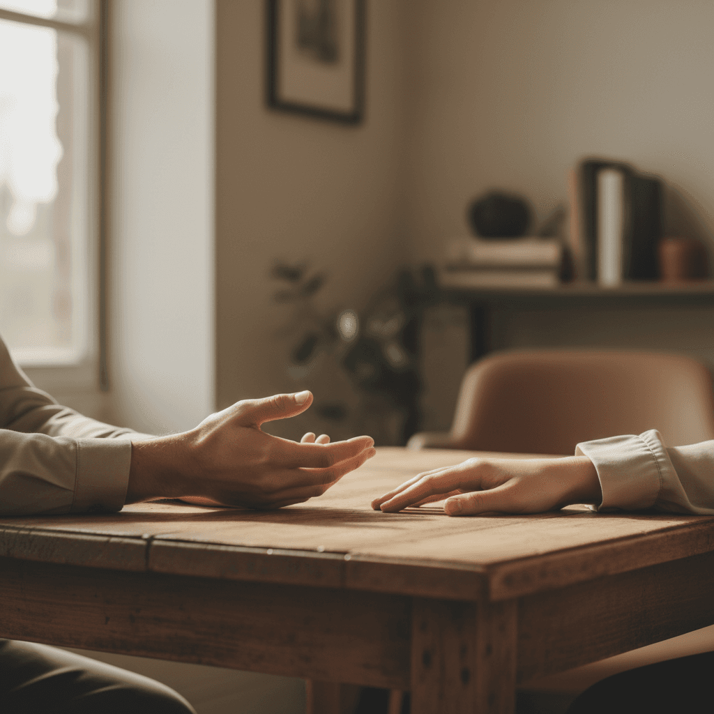Coach and client in focused coaching session